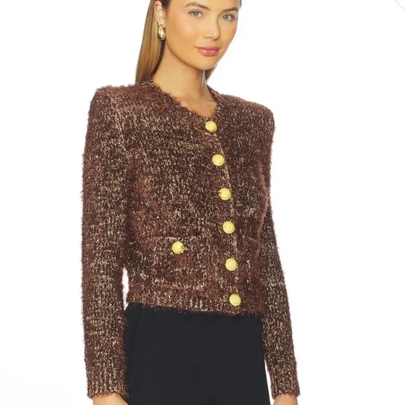 L'Agence Una Chocolate Brown Cardigan. NWT - Picture 5 of 8